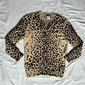 J. Crew Wool Cardigan with Animal Print